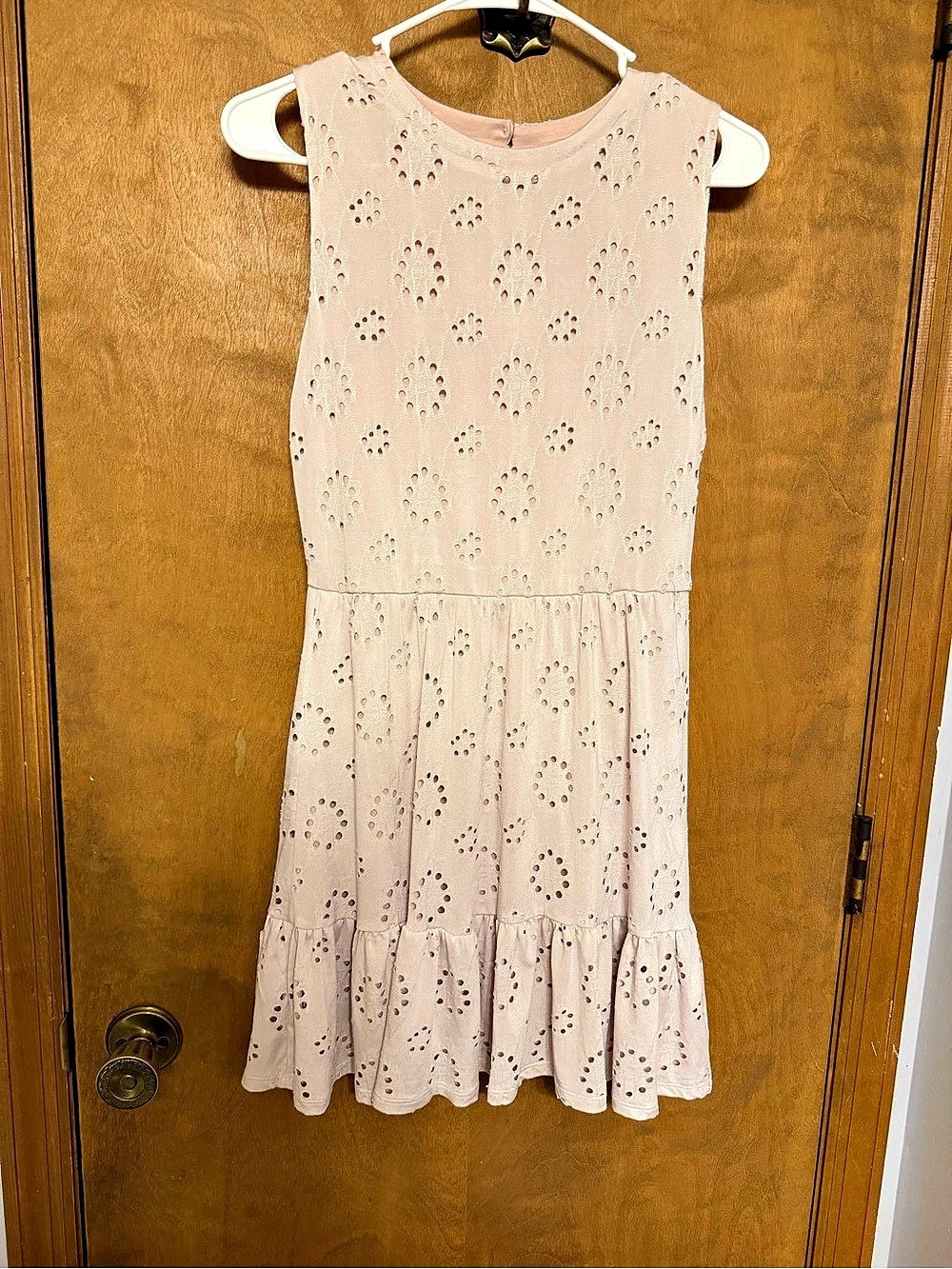 As U Wish Eyelet Mini Dress in Pink Size Medium Like New